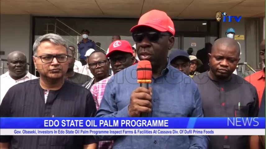 Gov. Obaseki, investors inspect Edo Oil Palm Programme farms and Dufil Prima Foods’ Cassava Division