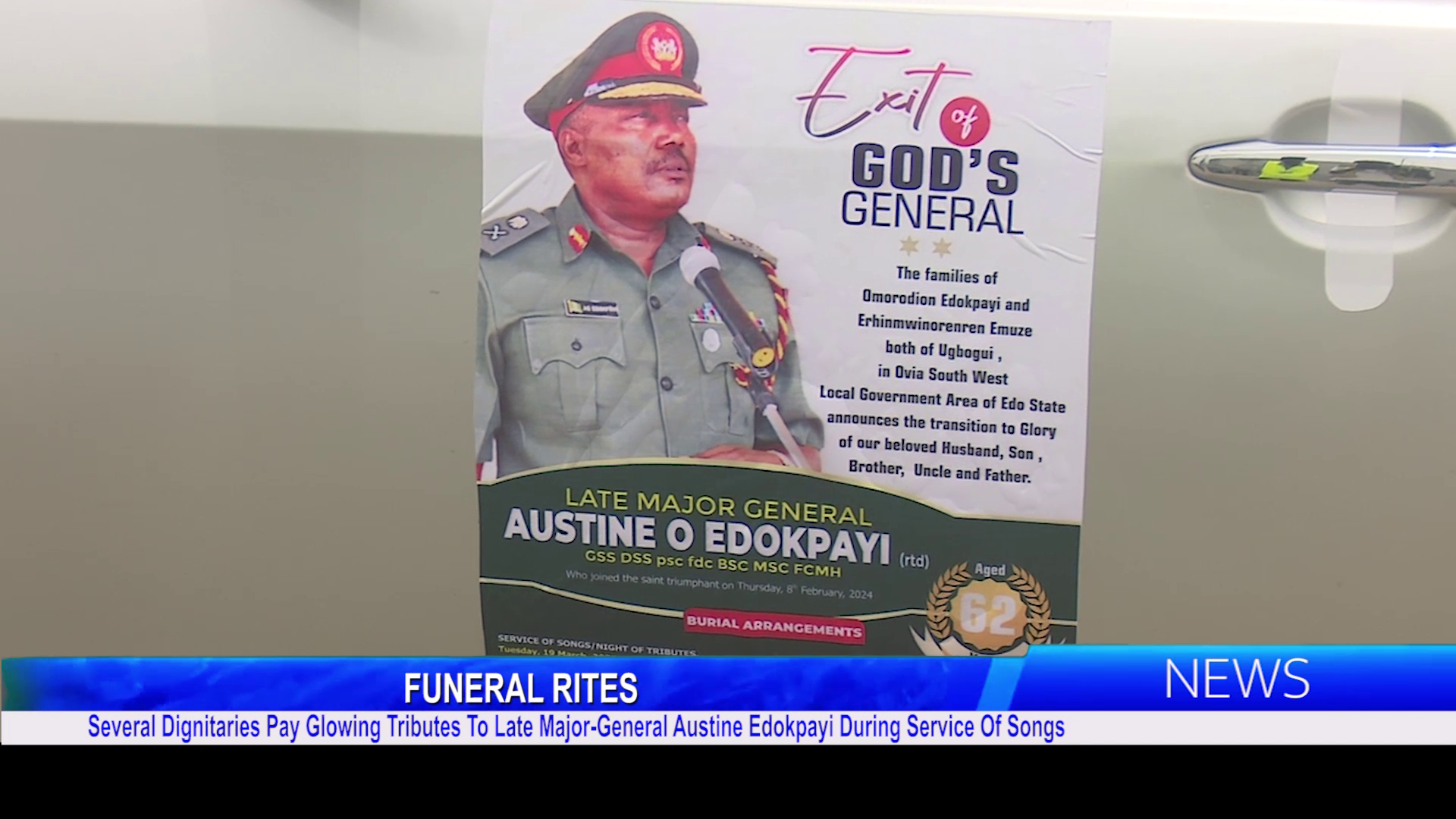 Several Dignitaries Pay Glowing Tributes To Late Major-General Austine Edokpayi During Service Of Songs