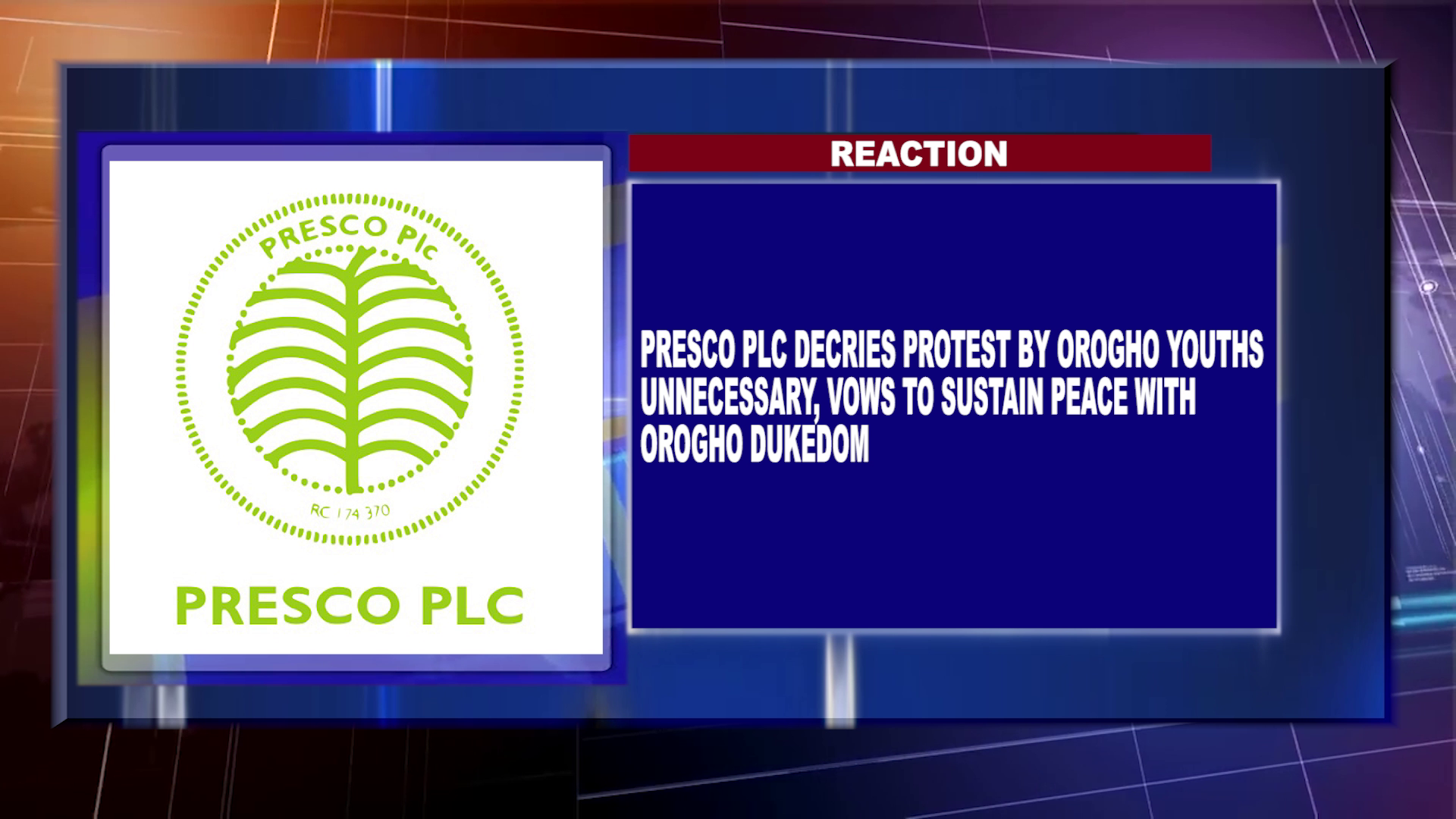 Presco PLC Decries Protest By Orogho Youths Unnecessary, Vows To Sustain Peace With Orogho Dukedom