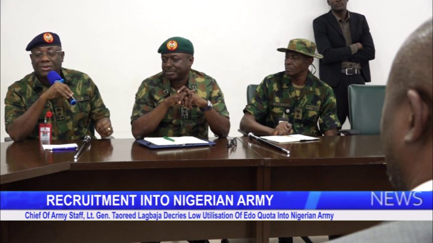 Chief Of Army Staff, Lt. Gen. Taoreed Lagbaja Decries Low Utilisation Of Edo Quota Into Nigerian Army