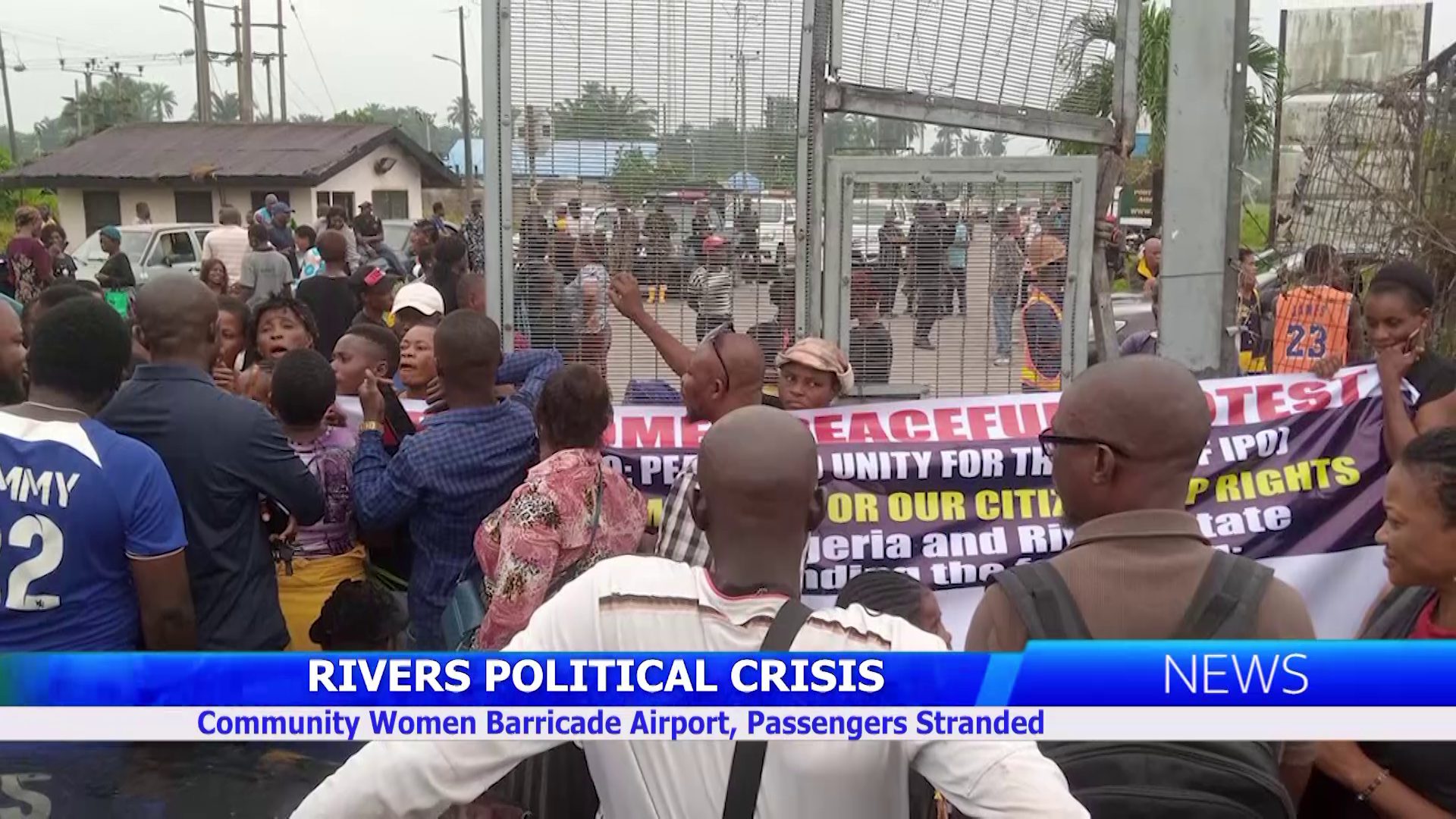 RIVERS POLITICAL CRISIS: Community Women Barricade Airport, Passengers Stranded