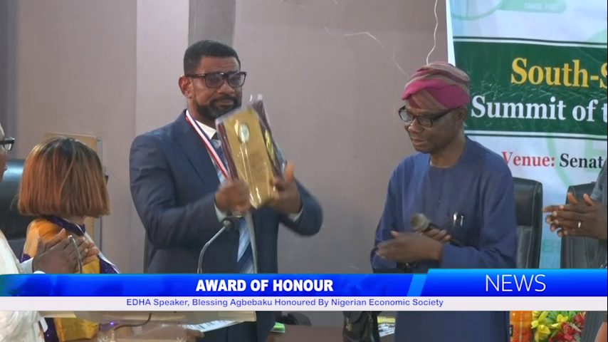 EDHA Speaker, Blessing Agbebaku Honoured By Nigerian Economic Society