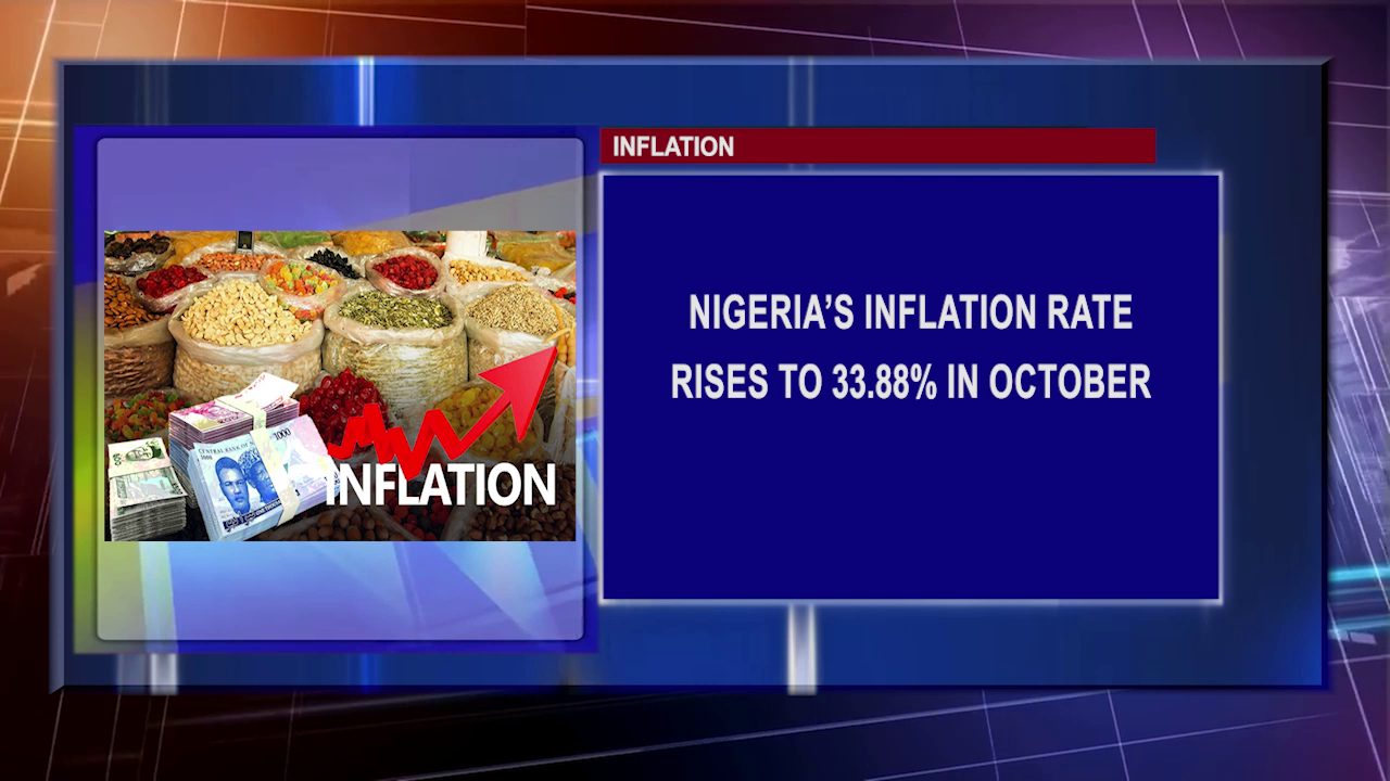 Nigeria’s Inflation Rate Rises To 33.88% In October