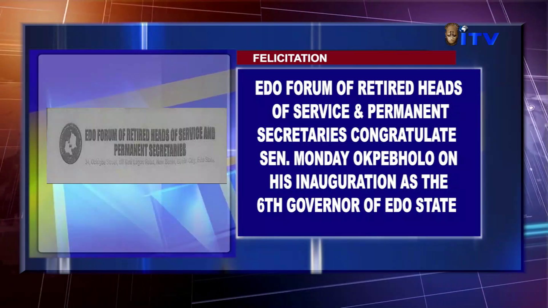 Felicitation: Edo Forum Of Retired Heads Of Service & Permanent Secretaries Congratulate Sen. Monday Okpebholo On His Inauguration As The 6th Governor Of Edo State