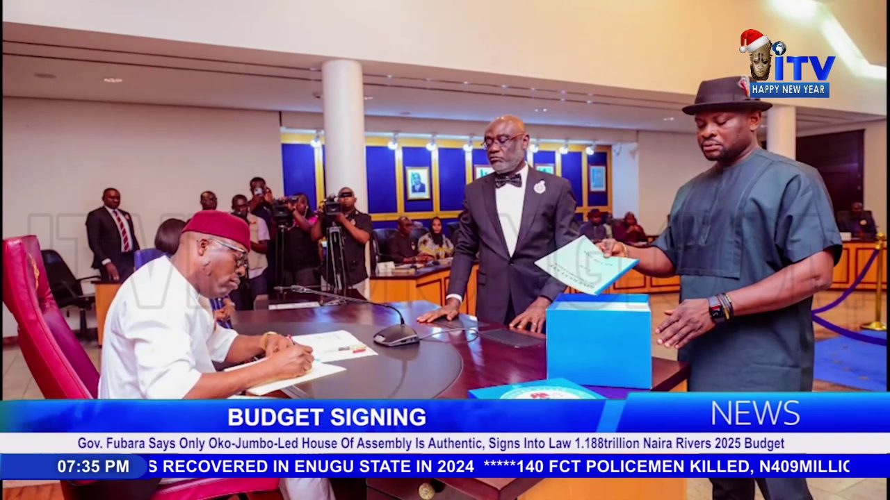 Gov. Fubara Says Only Oko-Jumbo-Led House Of Assembly Is Authentic, Signs Into Law 1.188trillion Naira Rivers 2025 Budget