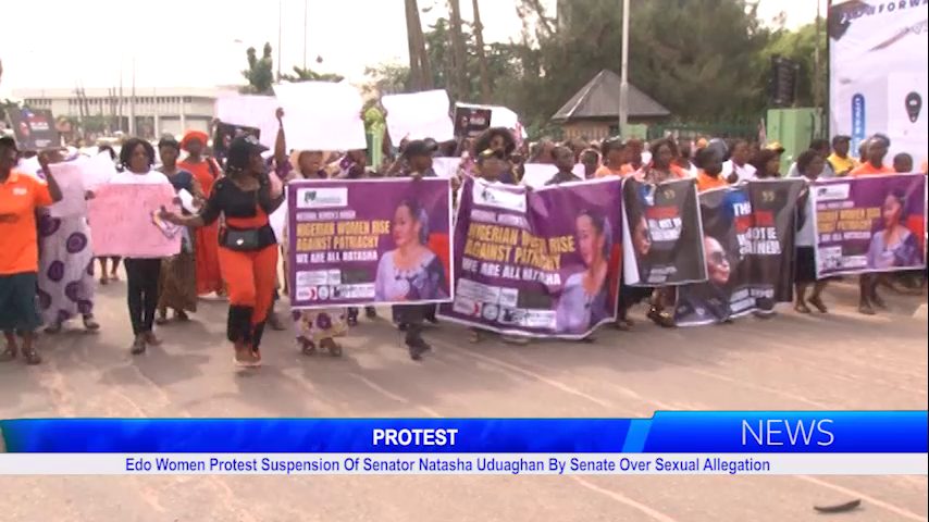 Edo Women Protest Suspension Of Senator Natasha Uduaghan By Senate Over Sexual Allegation