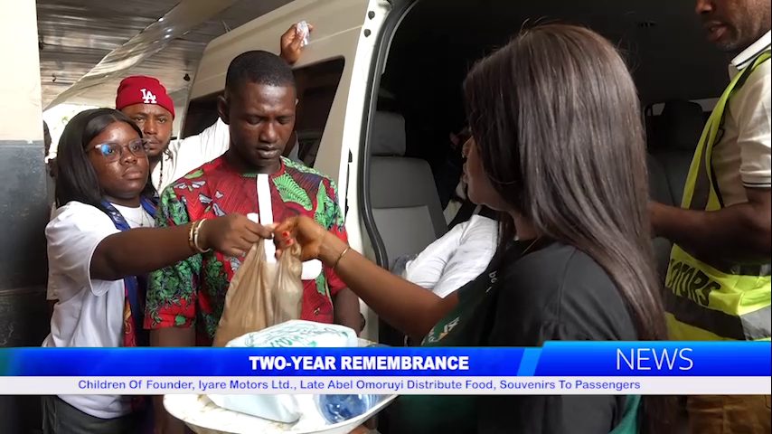 TWO-YEAR REMEMBRANCE: Children Of Founder, Iyare Motors Ltd., Late Abel Omoruyi Distribute Food, Souvenirs To Passengers