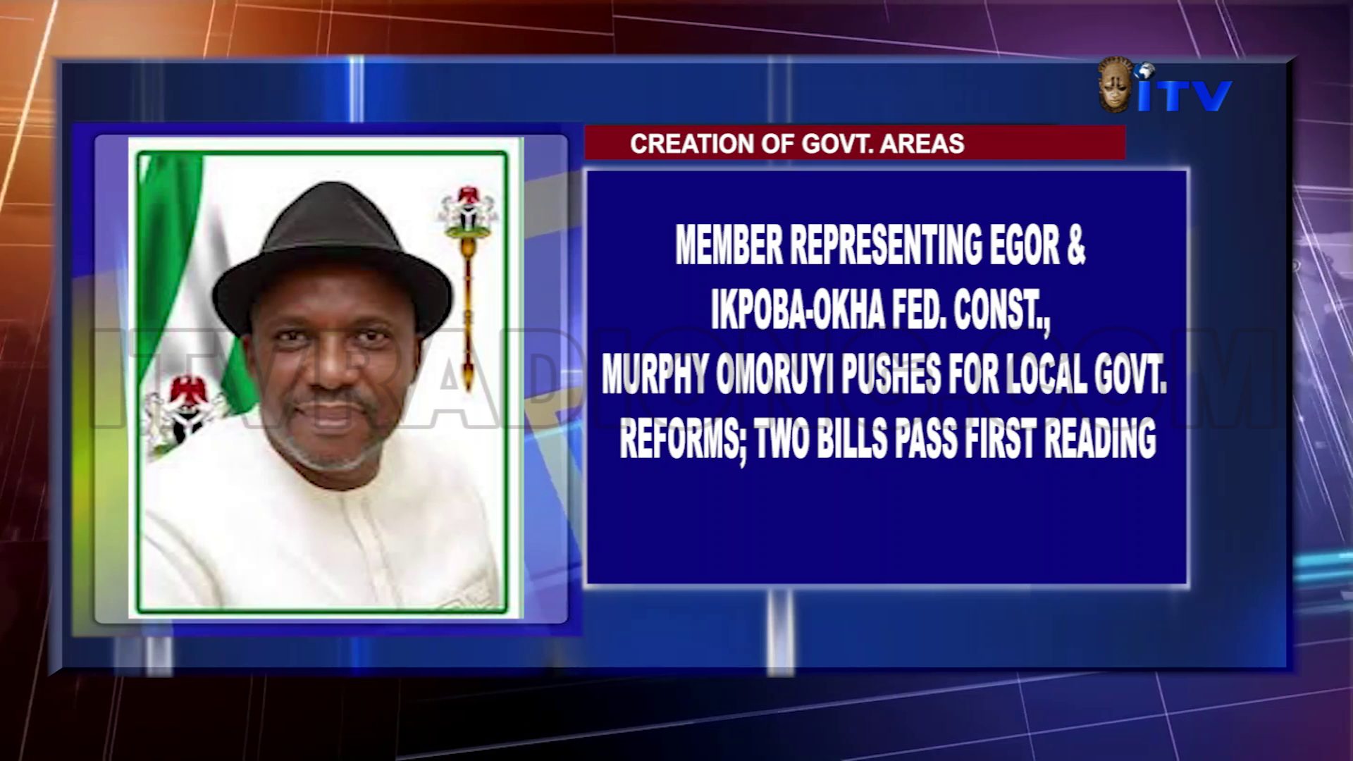 Creation Of Govt. Areas: Member Representing Egor & Ikpoba-Okha Fed. Const., Murphy Omoruyi Pushes For Local Govt. Reforms; Two Bills Pass First Reading