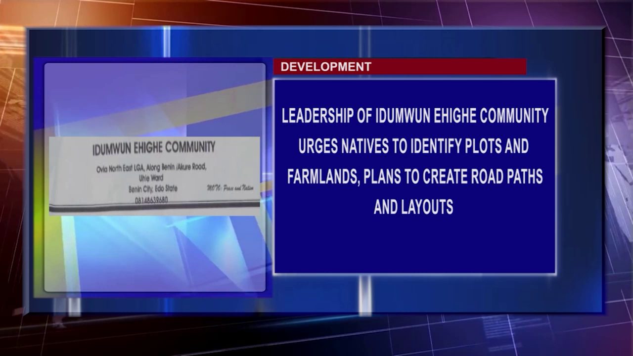 Leadership Of Idumwun Ehigie Community Urges Natives To Identify Plots And Farmlands, Plans To Create Road Paths And Layouts