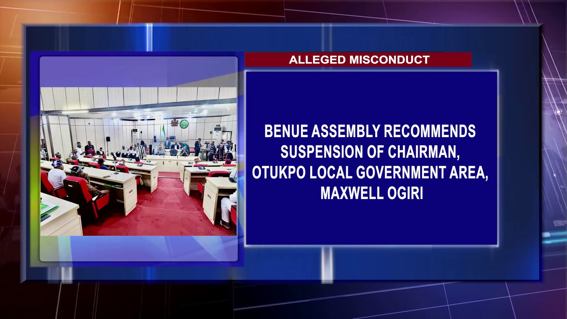Benue Assembly Recommends Suspension Of Chairman, Otukpo Local Government Area, Maxwell Ogiri