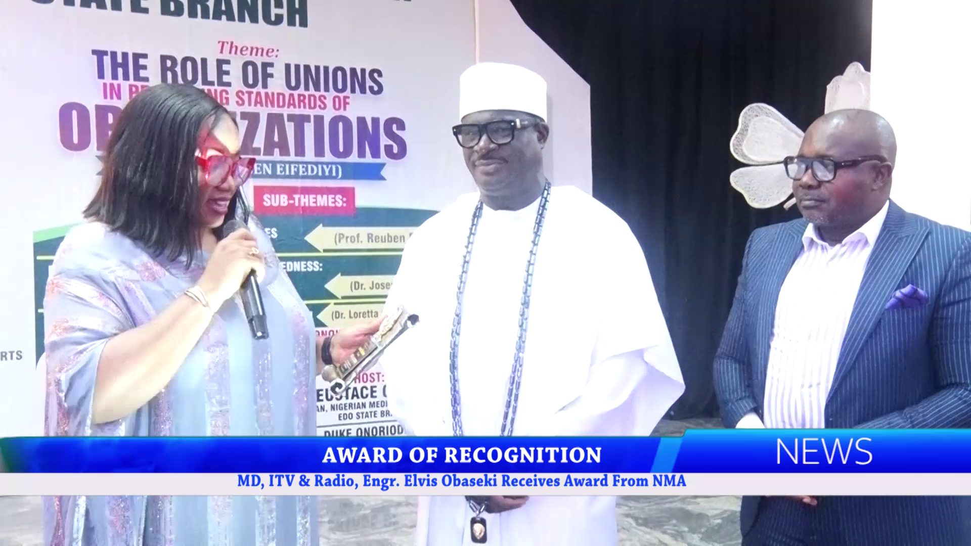 AWARD OF RECOGNITION: MD, ITV & Radio, Engr. Elvis Obaseki Receives Award From NMA