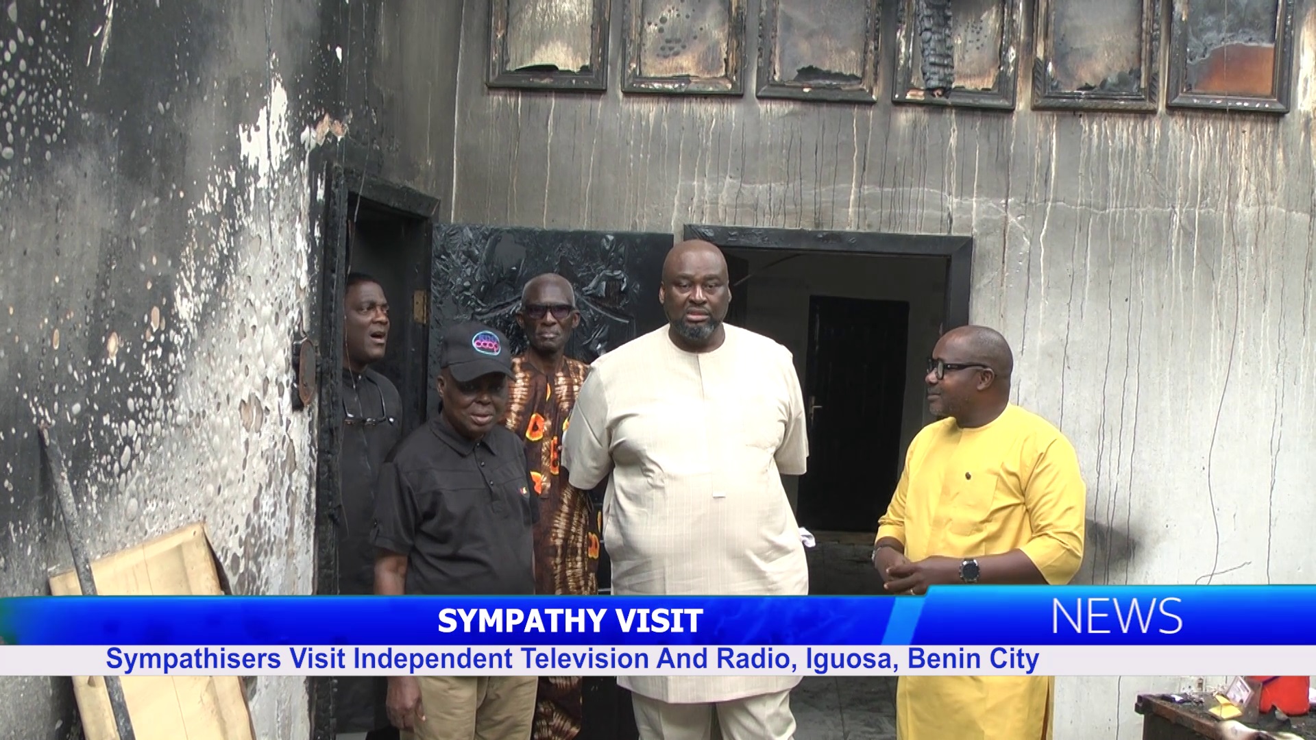 FIRE INCIDENT: Sympathisers Visit Independent Television And Radio, Iguosa, Benin City