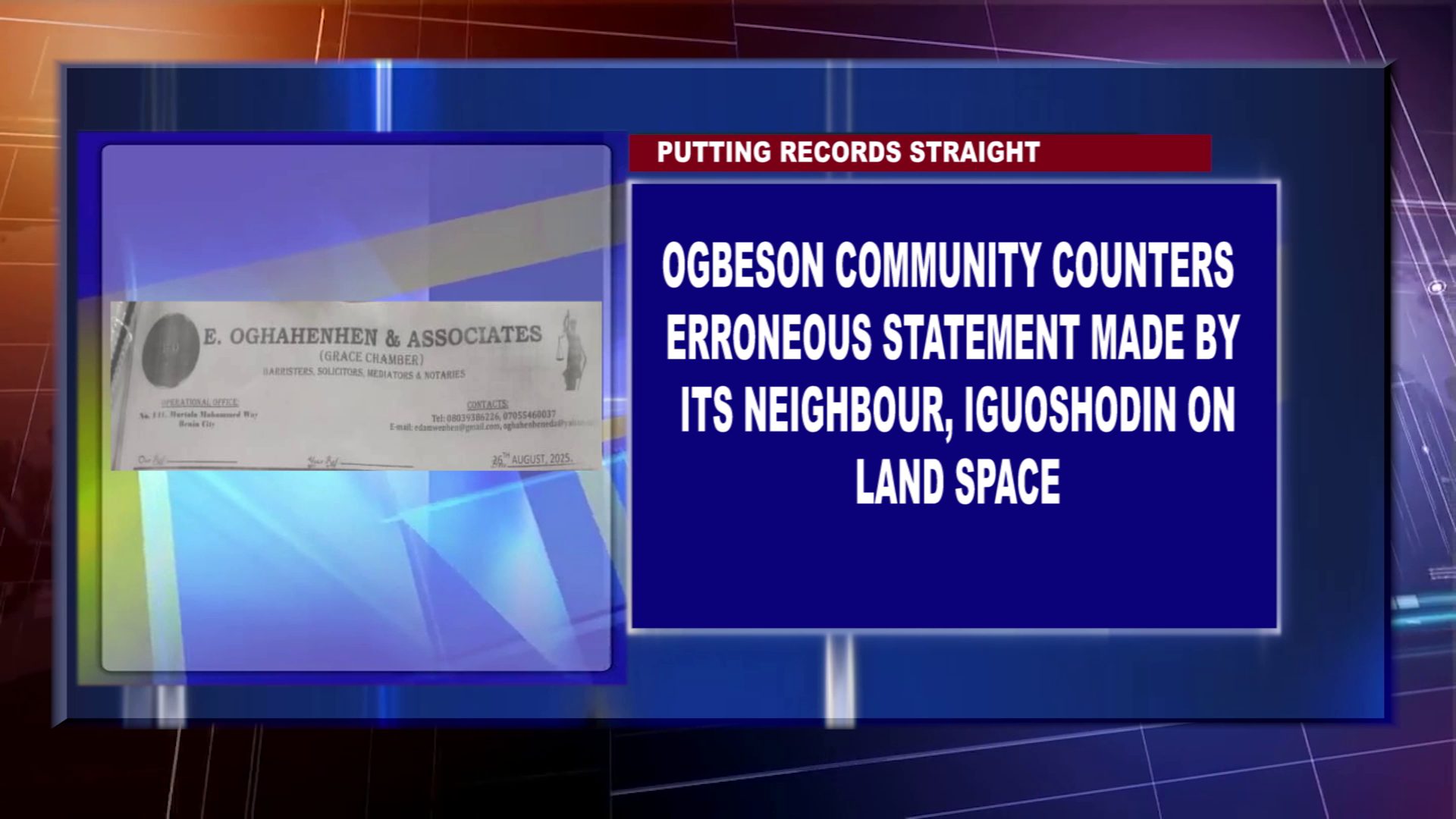 Ogbeson Community Counters Erroneous Statement Made By Its Neighbour, Iguoshodin On Land Space