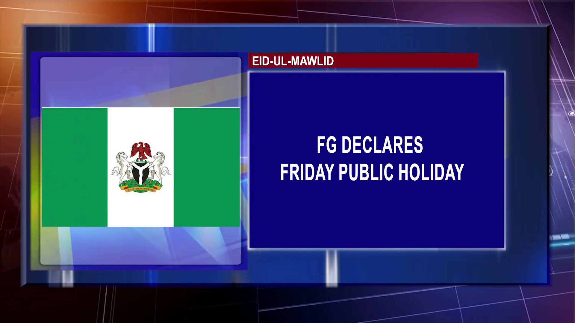 FG Declares Friday As Public Holiday For Eid-Ul-Mawlid