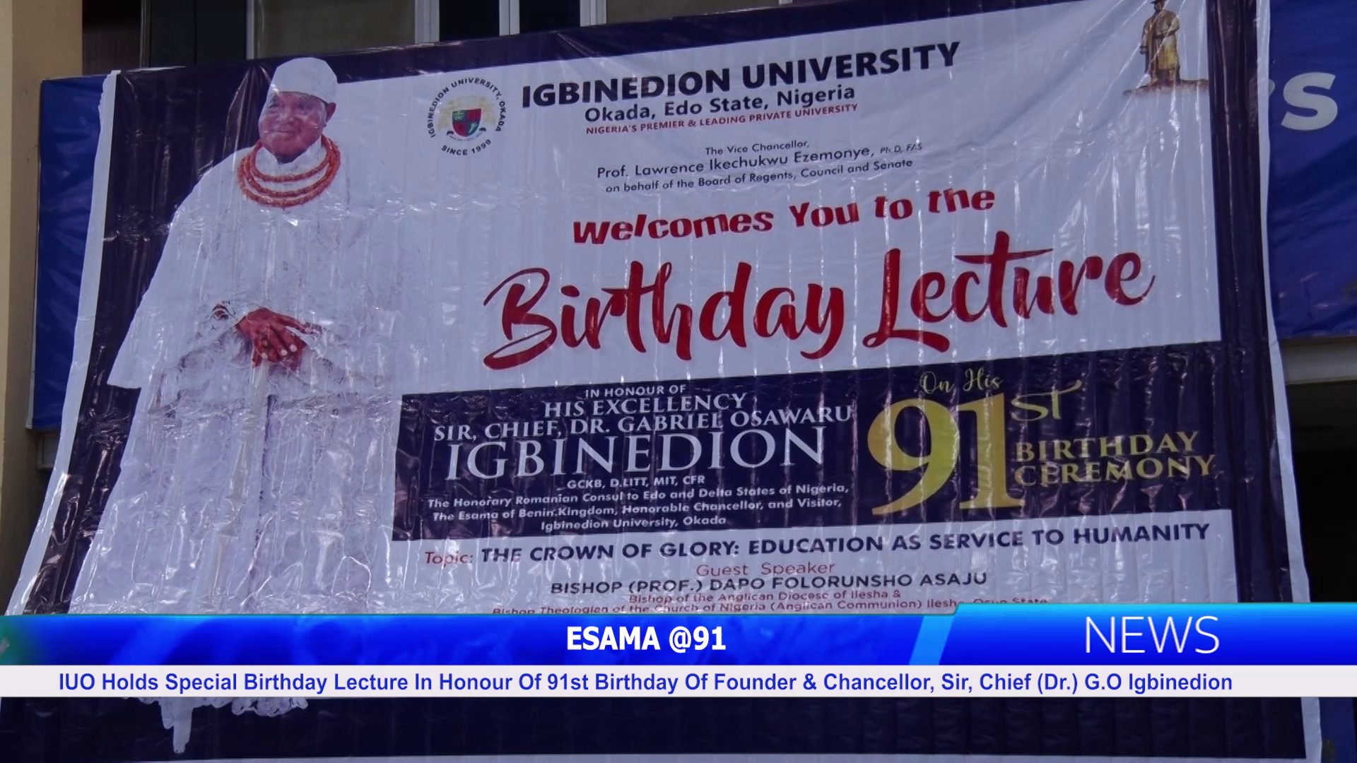 IUO Holds Special Birthday Lecture In Honour Of 91st Birthday Of Founder & Chancellor, Sir, Chief (Dr.) G.O. Igbinedion