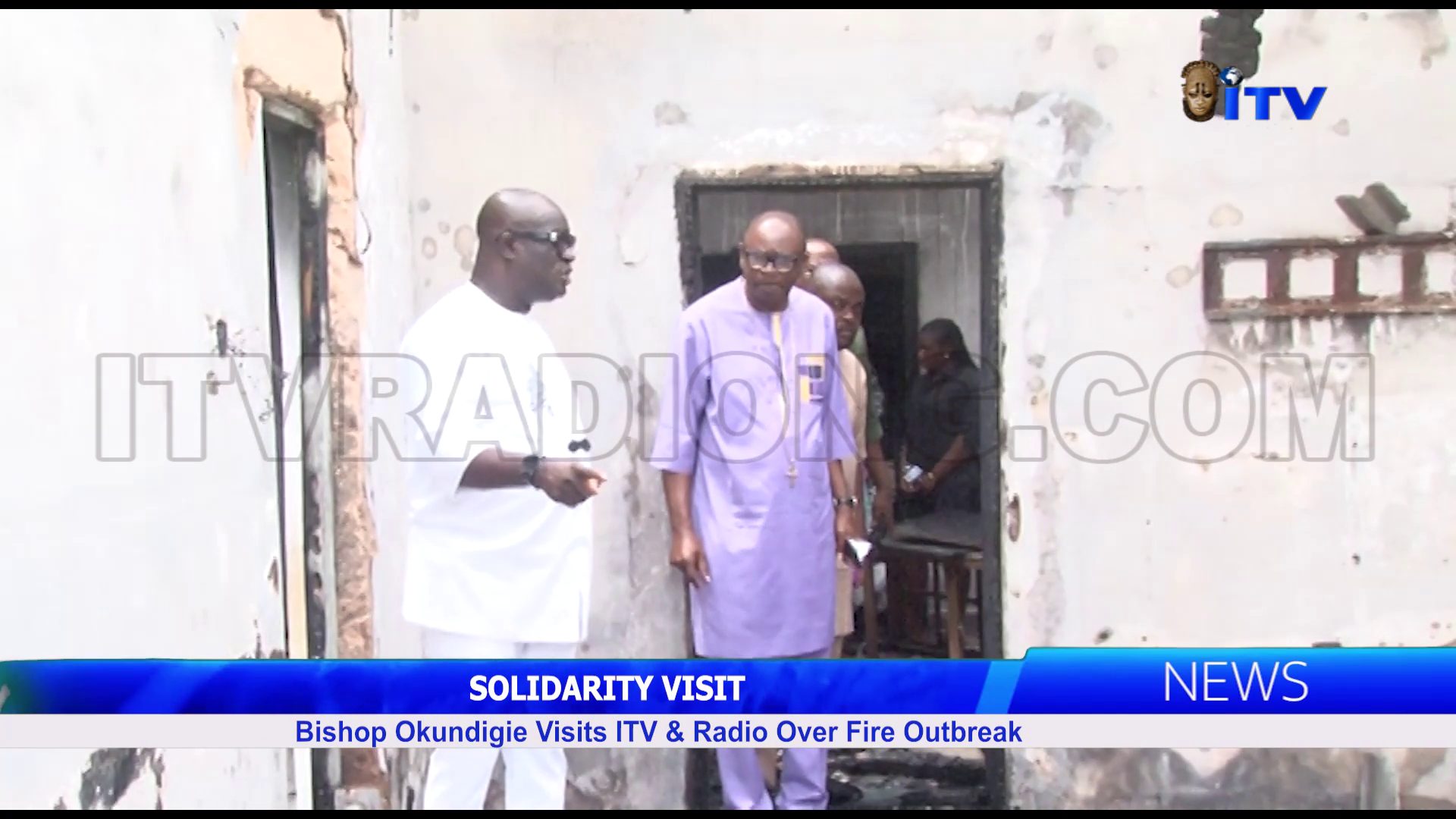 SOLIDARITY VISIT: Bishop Okundigie Visits ITV & Radio Over Fire Outbreak