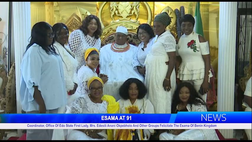 ESAMA @91: Coordinator, Office Of Edo State First Lady, Mrs. Edesili Anani Okpebholo And Other Groups Felicitate The Esama Of Benin Kingdom