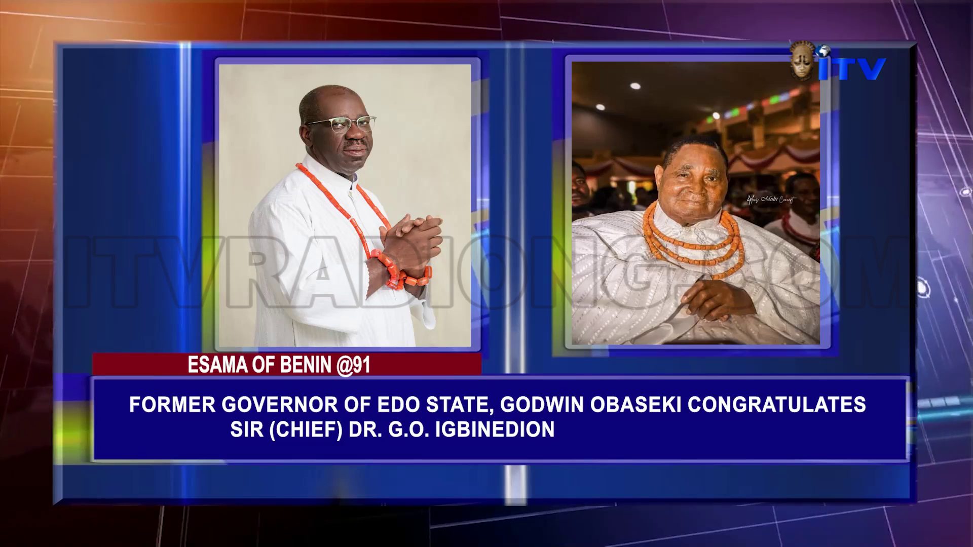 ESAMA OF BENIN @91: Former Governor Of Edo State, Godwin Obaseki Congratulates Sir (Chief) Dr. G.O. Igbinedion
