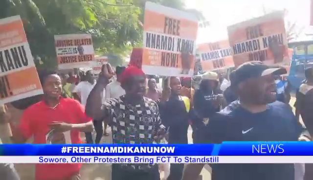 #FreeNnamdiKanuNow: Sowore, Other Protesters bring FCT To Standstill