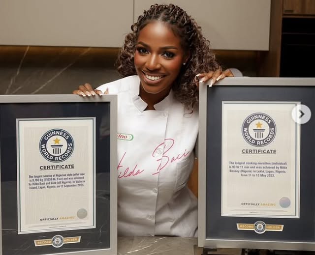 Hilda Baci Receives GWR Plaque For Largest Serving Of Nigerian-Style Jollof Rice