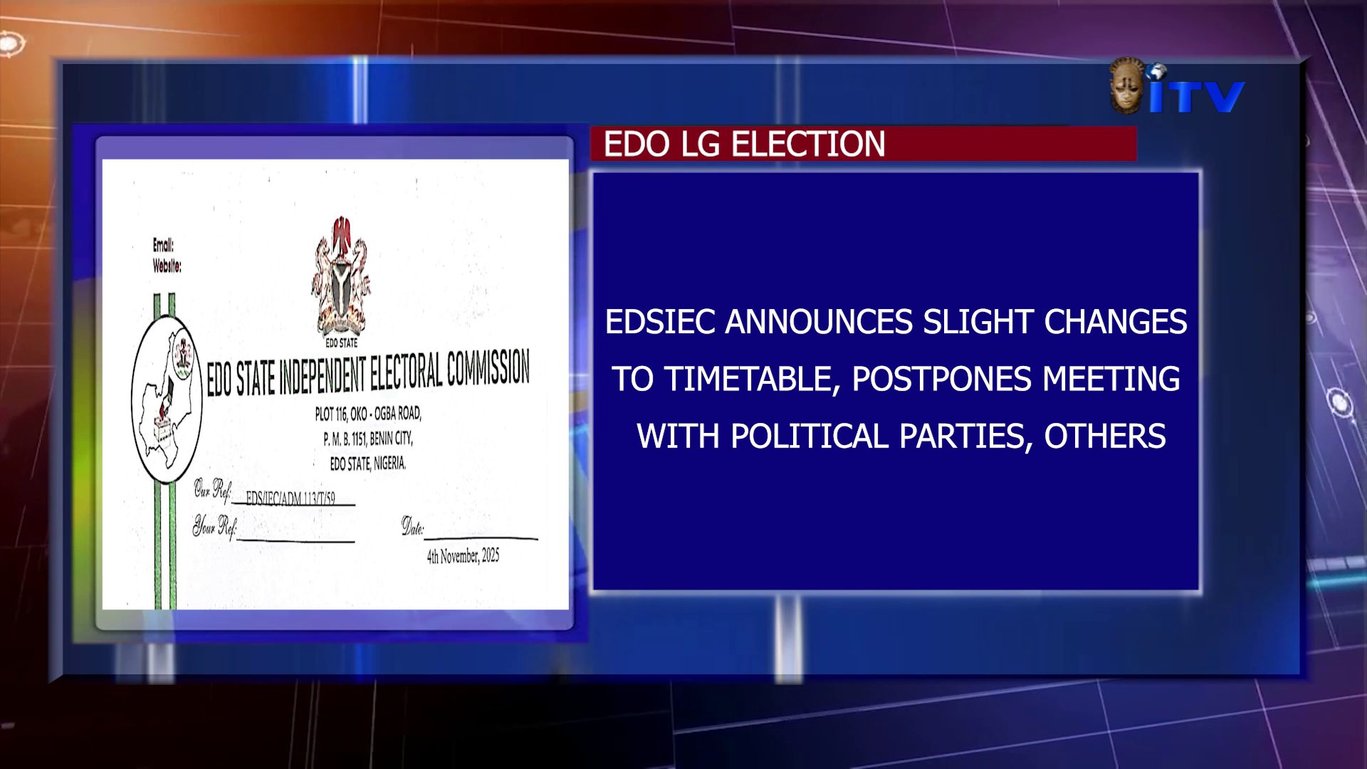 Edo LG Election: EDSIEC Announces Slight Changes To Timetable, Postpones Meeting With Political Parties, Others