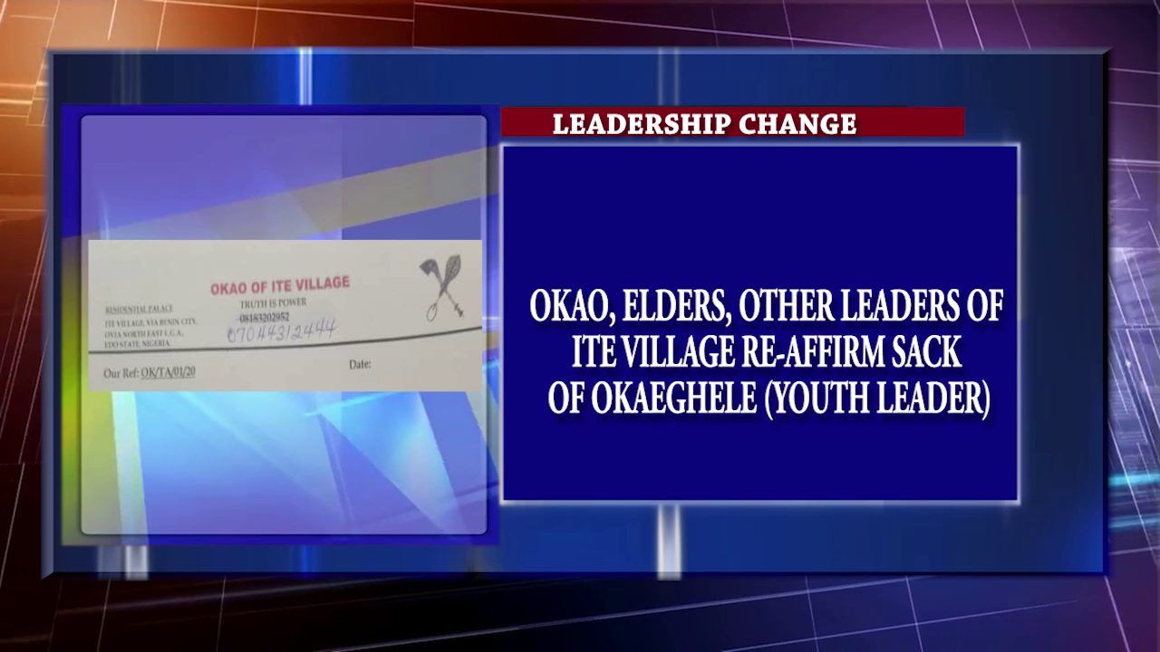 Okao, Elders Other Leaders Of Ite Village Re-Affirm Sack Of Okaeghele (Youth Leader)