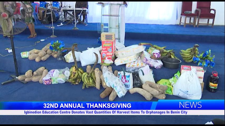 ANNUAL THANKSGIVING: Igbinedion Education Centre Donates Vast Quantities Of Harvest Items To Orphanages In Benin City