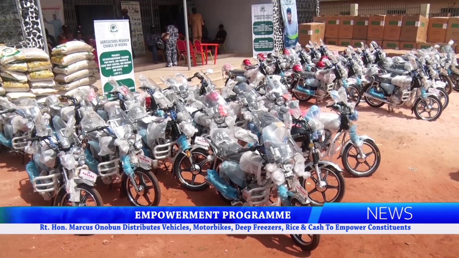 Rt. Hon. Marcus Onobun Distributes Vehicles, Motorbikes, Deep Freezers, Rice & Cash To Empower Constituents