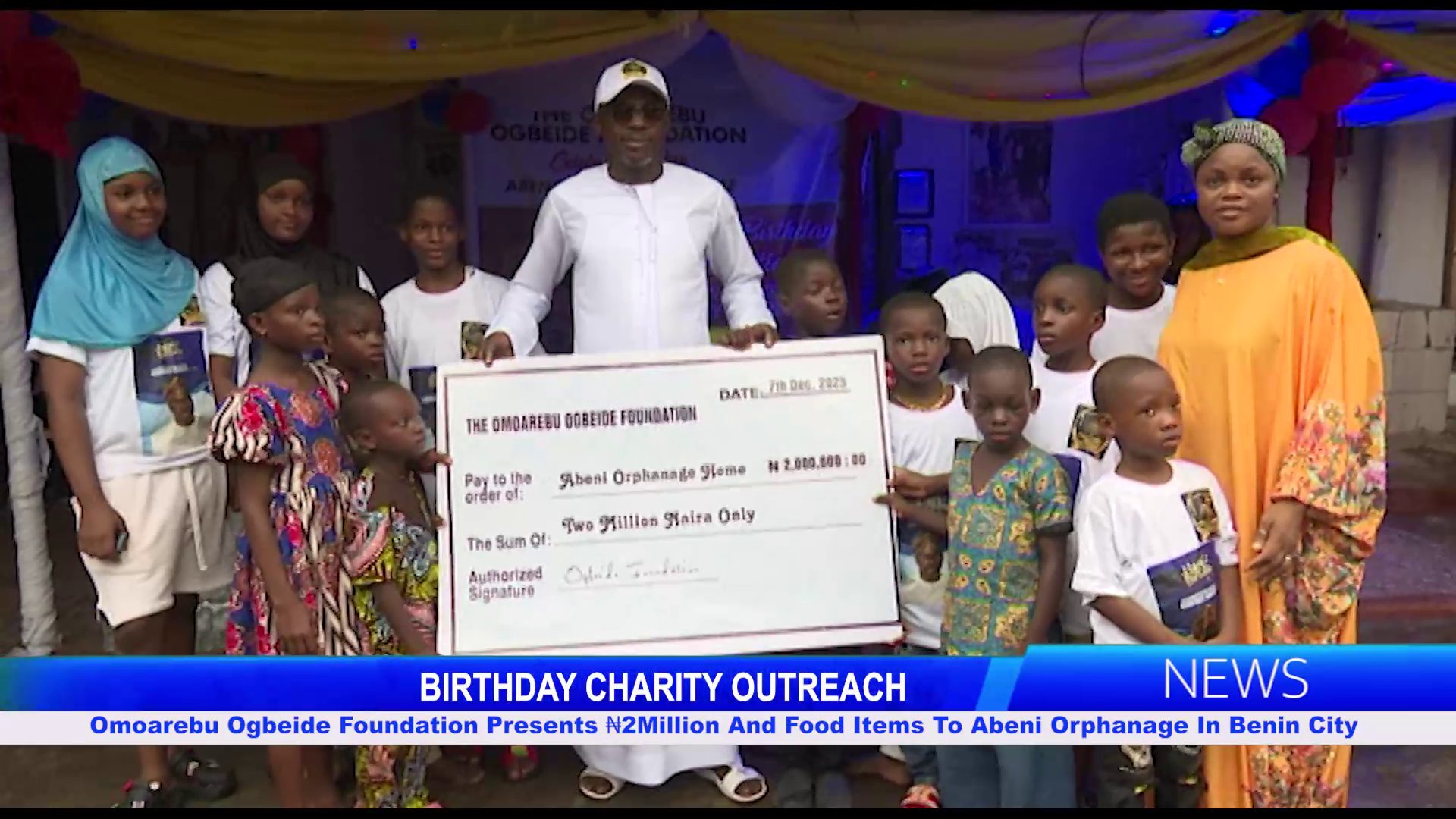 Omoarebu Ogbeide Foundation Presents ₦2Million And Food Items To Abeni Orphanage In Benin City
