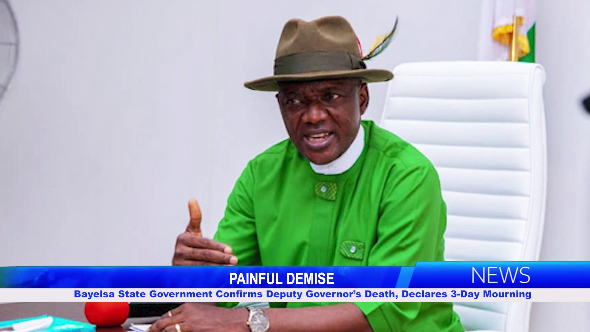 Bayelsa State Government Confirms Deputy Governor’s Death, Declares Three Days Mourning