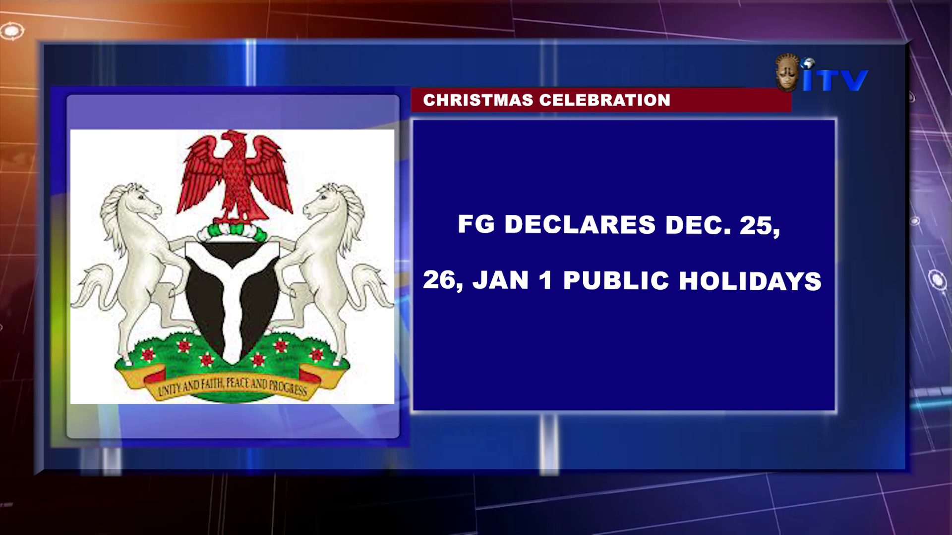 Christmas Celebration: FG Declares Dec. 25, 26, Jan 1 Public Holidays