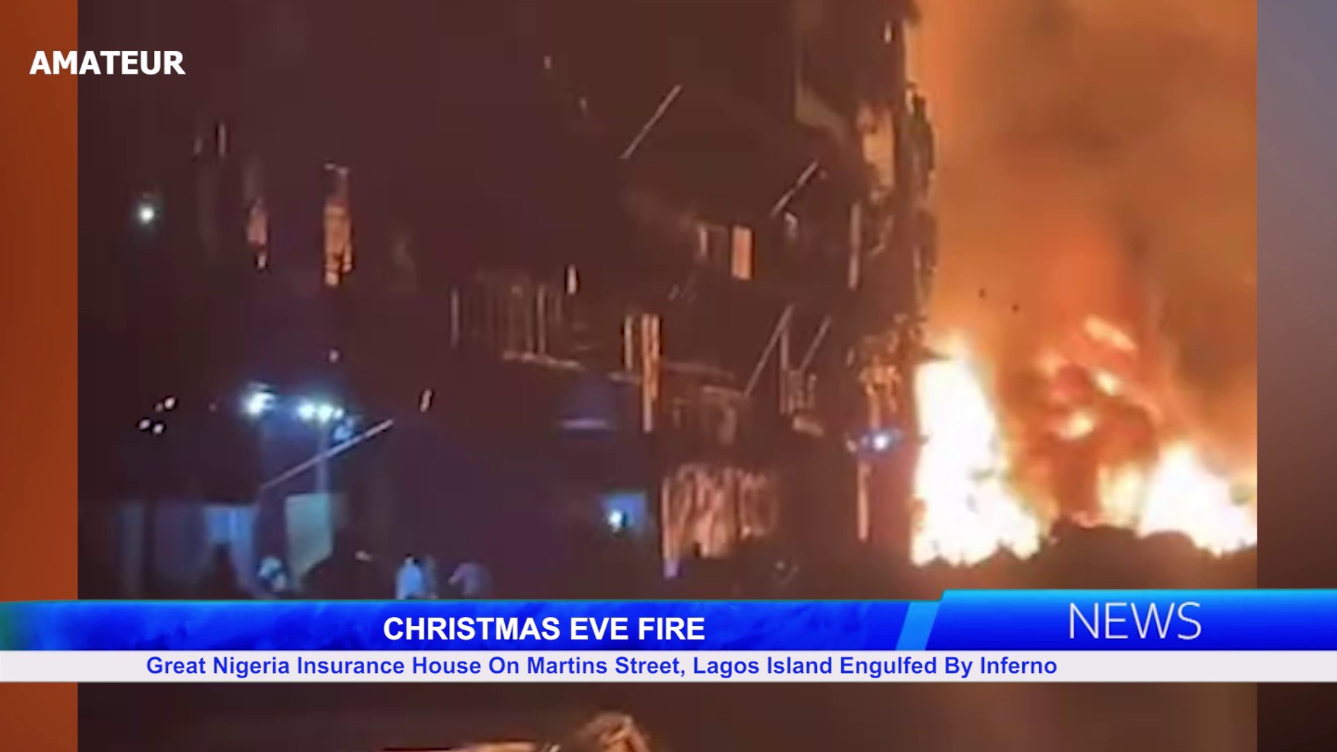 CHRISTMAS EVE FIRE: Great Nigeria Insurance House On Martins Street, Lagos Island, Engulfed By Inferno