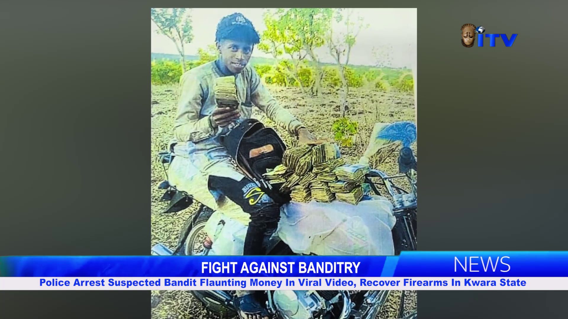 FIGHT AGAINST BANDITRY: Police Arrest Suspected Bandit Flaunting Money In Viral Video, Recover Firearms In Kwara State