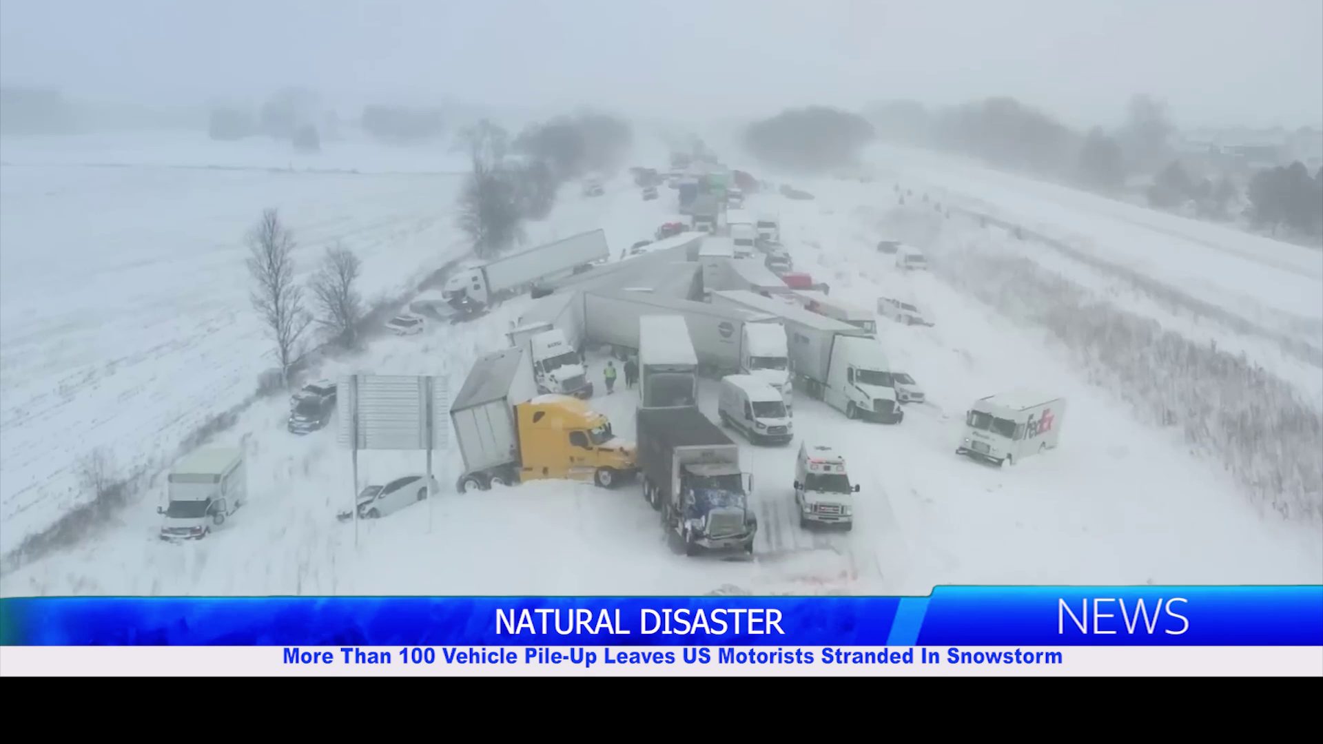 More than 100 vehicle pile-up leaves US motorists stranded in snowstorm