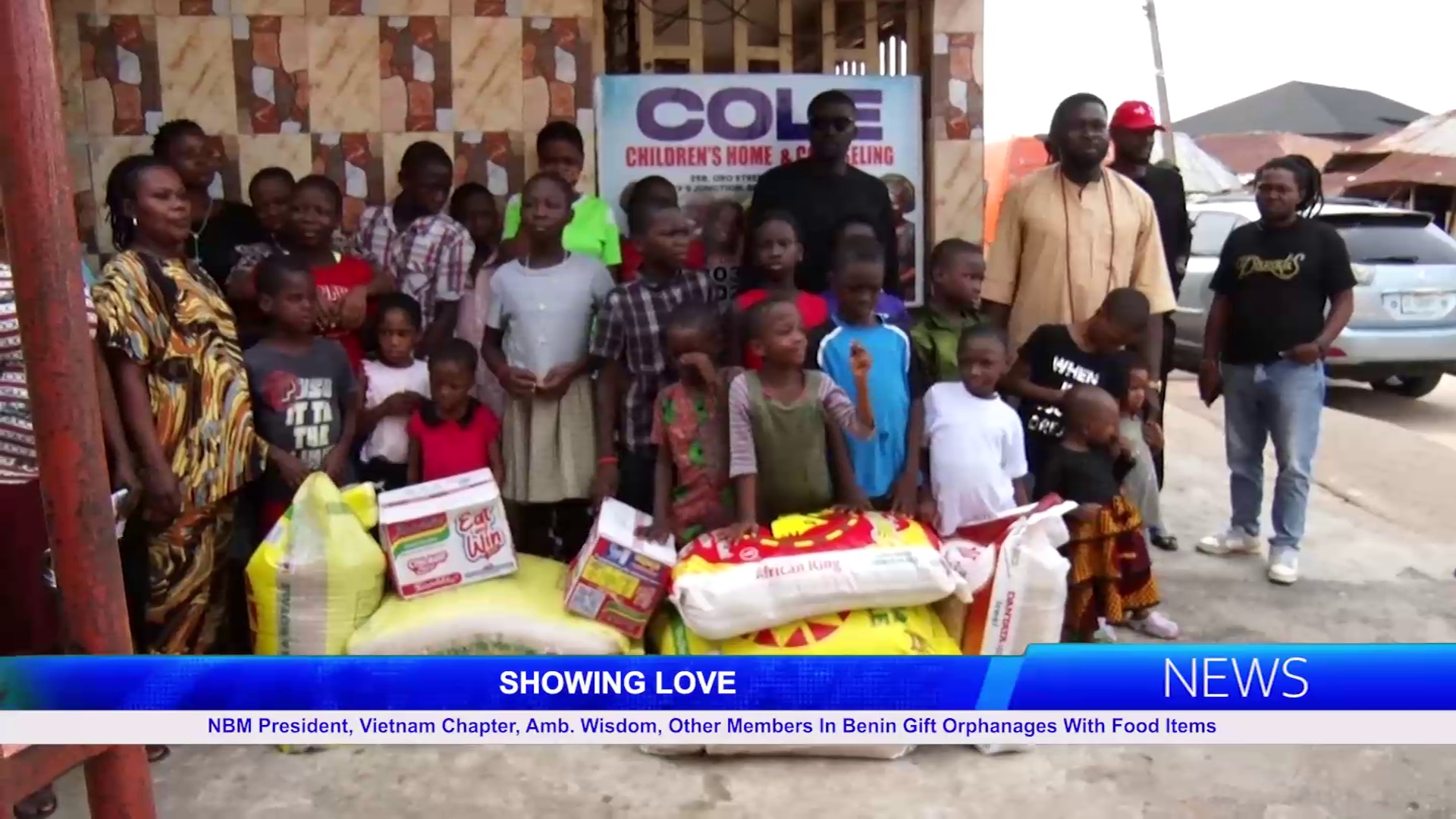 NBM President, Vietnam Chapter, Amb. Wisdom, Other Members In Benin Gift Orphanages With Food Items