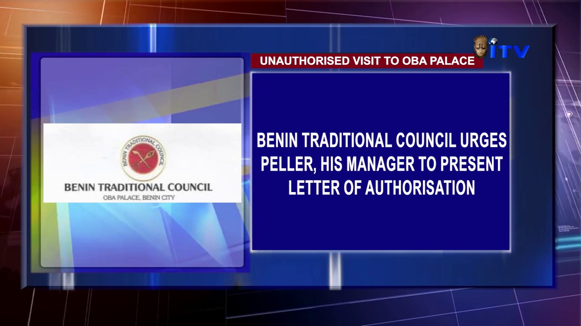 Unauthorised Visit To Oba Palace: Benin Traditional Council Urges Peller, His Manager To Present Letter Of Authorisation